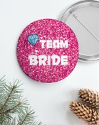 Resim PEKSHOP Bekarlığa Veda Team Bride Rozet, Pembe Parıltılı 