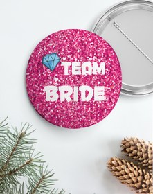 Resim PEKSHOP Bekarlığa Veda Team Bride Rozet, Pembe Parıltılı 