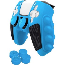 Resim Sony Ps5 Ekleme Renkli Silikon Gamepad Koruyucu Kılıf Rocker Caps İle Mavi Siyah 