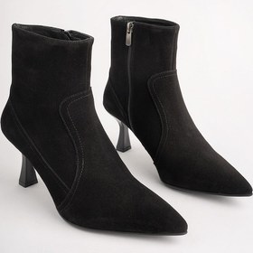 Resim Muggo Natalie Garantili Hakiki Deri Sivri Burun Fermuarlı İnce Topuklu Kadın Bot 001 