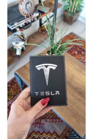 Resim EFE DERİ Yaldızlı Tesla Deri Dikişli Araç Ruhsat Kılıfı Kabı Oto Ruhsatlık Araba Ruhsat Koruyucu 