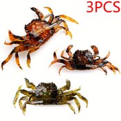 Resim 3 Adet Gerçekçi Silikon Yengeç Olta Yemleri, Yumuşak 3D Simülasyon PVC Suni Balık Yemi ile Keskin Olta ipleri için Tuzlu Su, Ahtapot Olta Malzemeleri 