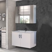 Resim Trio Modül Asmira Banyo Dolabı - 82 cm - 2'li Set - Beyaz 