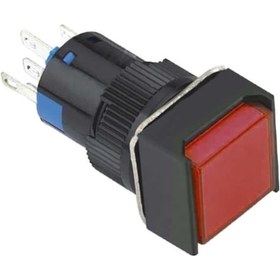 Resim 16Mm Kırmızı Ledli Yaylı Buton 5P (Kare) 10V-30V 