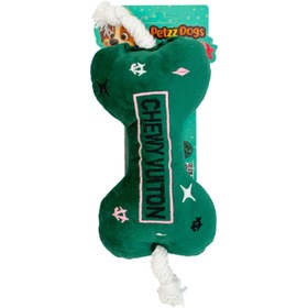 Resim PetzzDogs Chew Bone Sesli Dayanıklı Peluş Köpek Çiğneme Oyuncağı Yeşil 25x10 Cm 