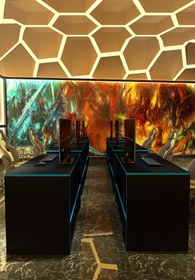 Resim Givayo Mobilya HERO OYUNCU MASASI SİYAH MAVİ BANT 