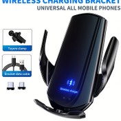 Resim iPhone, Samsung, Xiaomi ve daha fazlası için 15W Kablosuz Şarj Braketi - USB Type-C, Manyetik Bağlantı ve Çift Lightning Portlu Evrensel Araba Telefon Tutucu, Araba Şarj Çözümü | Modern Araba Aksesuarı | Dayanıklı Plastik 