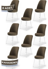 Resim Canisa Concept Dexa Serisi, Üst Kalite Yemek Odası Sandalyesi, Metal Beyaz Iskeletli, 8 Adet Kahve Kahverengi Koyu, Metal 