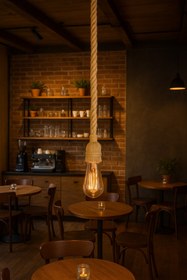 Resim AYBÜK PABUÇ Jüt Halat Sarkıt Avize Kablolu Halatlı Rustik Lamba (100 Cm 20 adet) 