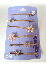 Resim Claire's 6 Lı Metal Firkete Toka Seti Metalik 