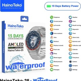 Resim Haino Teko 25 Su Geçirmez 15 Gün Şarj ve Güçlü Cam Özellikli Akıllı Saat Gümüş Kasa 