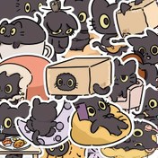 Resim 50 adet Sevimli Siyah Kedi Çıkartmaları - Laptoplar, Telefonlar, Defterler ve Daha Fazlası için Fantastik Karikatür Dekalleri - PVC Malzeme, Bardaklar, Kutular & Mobilyalarla Oynak Tasarımlar 