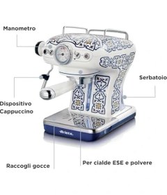 Resim Esmo Home Ariete Capri Espresso Kahve Makinesi 1389/1C - Maxi Cappuccino Cihazı, Süt Köpürtme Başlığı, 850 Watt, 0,9 Litre Çıkarılabilir Su Tankı, Çıkarılabilir Damlama Tepsisi ve Bardak Tutucu 