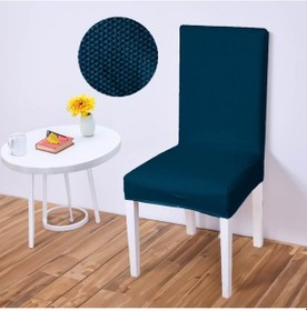 Resim Balpeteği Desen Likra Kumaşlı Tüylenmez Yikanabilir Sandalye Örtüsü Sandalye Kılıfı Yeni Model Tekli Petrol Mavi 