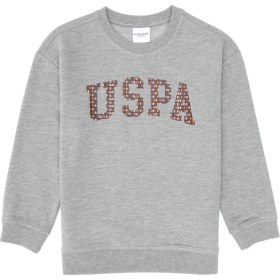 Resim U.S. Polo Assn. Erkek Çocuk Gri Melanj Bisiklet Yaka İnce Sweatshirt 50316527-VR086 