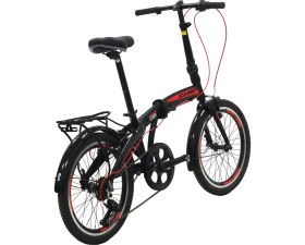 Resim Belderia Camp Q5 Katlanır Bisiklet – Alüminyum Kadro, 20″ Jant, 7 Vites, Şehir Için Siyah Kırmızı 