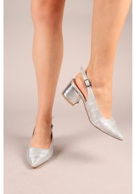 Resim Kassel Piliseli Alçak Topuklu Stiletto Gümüş-8240 GÜMÜŞ 