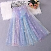 Resim 1 adet Anime ilhamlı Kar Tanesi Pelerin Şapka ile - Tiyatro, Dans veya Cosplay için Parıldayan Mavi ve Mor Polyester Performans Kostümü, Tiyatro Kostümü | Parıldayan Kumaş | Polyester Pelerin 