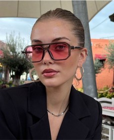 Resim LOOKUP NEW Charlotte Gri Çerçeve Pembe Kahverengi Siyah Sap Dikdörtgen Kare Uv400 Unisex Güneş Gözlüğü 