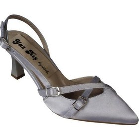 Resim Yazkış Kadın Gümüş Saten Bordo Rugan Üstü Toklaı Burnu Sivri 7cm İnce Topuklu Stiletto Ayakkabı Ten 