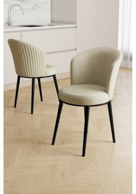 Resim Canisa Asfel Serisi Mdf 77x130 Siyah Mermer Desen Yandan Açılabilir Mutfak Masa Takımı 6 Krem Sandalye Siyah Mermer Masa Krem Sandalye 