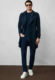 Resim Koyu Lacivert Kruvaze Pardösü & Trençkot - Regular Fit / Koyu Lacivert / 56 
