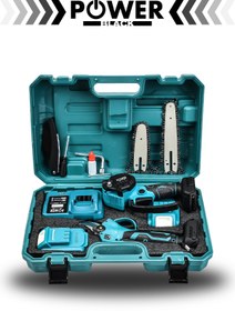 Resim ekinler el aletleri Germany 2 Li Set 18v 1.5 Ah Çift Akülü Çelik Şanzıman Şarjlı Dal Budama Makası & Testeresi 