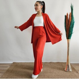Resim Altı Üstü Butik Düz Geniş Paça Kimono Takımı 