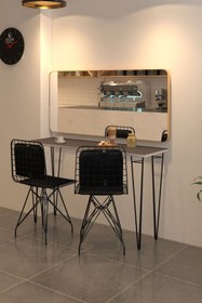 Resim Kenzlife Knsz Masa Sandalye Takımı Hem75mazlum Grisyh 100*040 Sm 2 Sandalye Syhsyh Sırt Minderli 