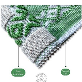 Resim Soffy Pamuk Krem & Yeşil 2'li Banyo Paspası %100 Pamuklu Ayak Paspası Havlusu Makinede Yıkanabilir Yeşil 