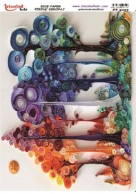 Resim Pirinç Dekopaj Kağıdı 30x42cm Pt-3053 Ağaç Quilling 