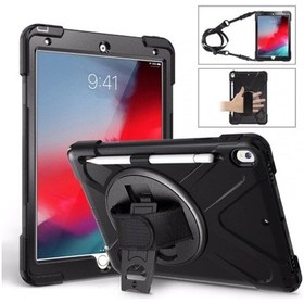 Resim Apple Uyumlu iPad 7. Nesil 10.2 Kılıf Zırhlı Darbe Etkili Silikon Defender Tank Standlı Kılıf Kılıf 