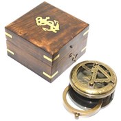 Resim Ahşap Kutulu Pirinç Pusula Model 4 