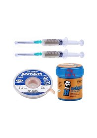 Resim Krem Lehim Solder Paste 138 C 42g Flux Lehim Toplama Cp-3015 Lehim Emme Teli 3 Mm Set 