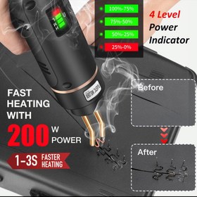 Resim 200W Kablosuz Plastik Kaynak Tabancası r Plastik Kaynak Kiti 400/1200 adet Sıcak Zımba USB Şarj Edilebilir Tampon Tamir Kiti Çoğu Plastik İçin 