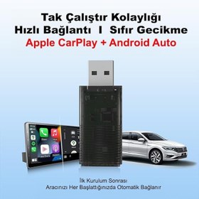Resim EverBox Mini Pro Duo Kablosuz Apple CarPlay ve Android Auto Adaptörü, 2'si 1 Arada, 5GHz WiFi, 90° USB Çevirici Aparat, Tip-C Giriş Aparatı Hediyeli 