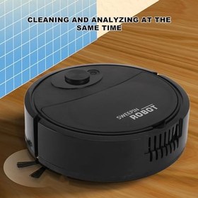 Resim Robot Süpürge Balck Akıllı Süpürme Robotu 3 in 1 Güçlü Döner Tekerlek Mini Anlamak Vakum Sert Zemin için 
