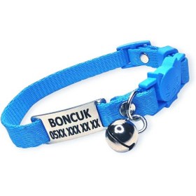 Resim Güvenlik Kilitli İsimli Kedi Tasması, İsimli Kedi Tasması,turkuaz 