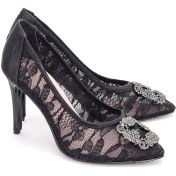 Resim Girl Boss New York Elizabeth Siyah Dantel Stiletto 1004-1P 