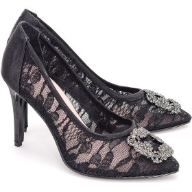 Resim Girl Boss New York Elizabeth Siyah Dantel Stiletto 1004-1P 