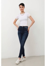 Resim Kadın Koyu Mavi Dar Kesim Jean Pantolon 001 
