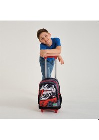 Resim Coral High Kids Siyah Kırmızı Anime Araba Desenli Çekçekli 3'lü Çanta Seti Set0123947 