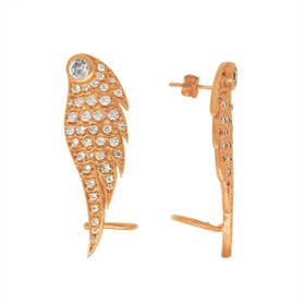 Resim Altın Sepeti Gümüş Kanat Ear Cuff Küpe 
