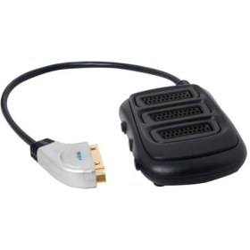 Resim S-Link Slx-Sc35 Scart To 3 Scart Çoklayıcı Metal Kasa Altın Uçlu Kablo 