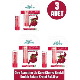 Resim Cire Aseptine Lip Care Cherry Renkli Dudak Bakım Kremi 4,5 Gr 3 Adet 