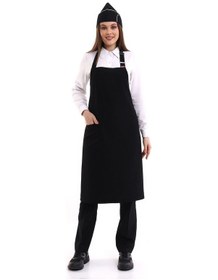 Resim Siyah Renk Cepli Askılı Mutfak Önlüğü - Aşçı Önlüğü-Standart-Tek Parça 
