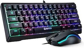 Resim %60 oyun klavyesi ve faresi, Hiwings RGB kablolu RGB klavye, bilgisayar faresi, taşınabilir kompakt mini klavye, Windows/Mac/PC/Laptop için 