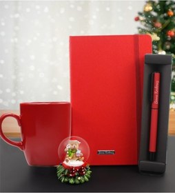 Resim Kişiye Özel Kırmızı Roller Kalem & Kırmızı Defter & Kardan Adam K 