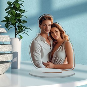 Resim 1 adet Tatlı Çift Fotoğraf Akrilik Ayakta Duran Çerçeve - Çiftler için Özel Düğün Hediyesi, Oturma Odası/Yatak Odası Dekoru için İdeal, Düğün Mevsimi Kutlamaları için Mükemmel, Düğün Hediyesi Dekoru | Romantik Ev Dekoru | Dayanıklı Akrilik Çerçeve, Çift Dekoru 
