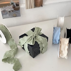 Resim Bohem Tarzı Polyester Kurdele, Görünmez Izgara Dalgası, Noel, Paskalya, Şükran Günü, Hanuka için Hediye Paketleme Kurdelesi, Mevsimsel Fiyonklar ve Kurdele Dekoru, Tüy Yok, DIY El Sanatları Malzemeleri 